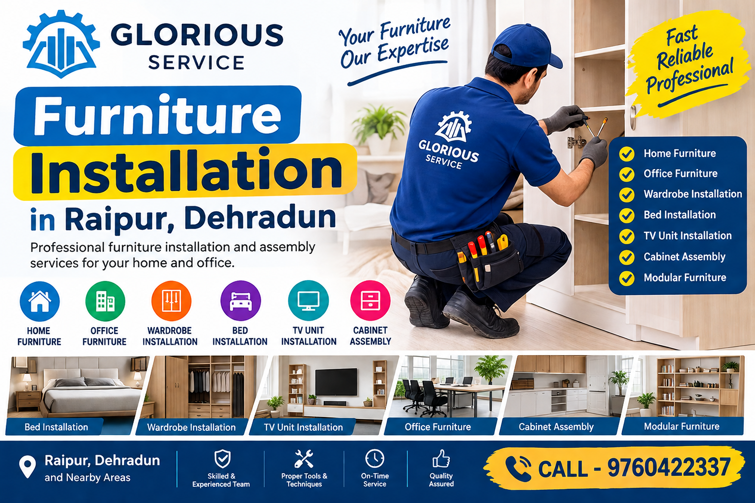Furniture Installation in Raipur, Dehradun | Call - 9760422337